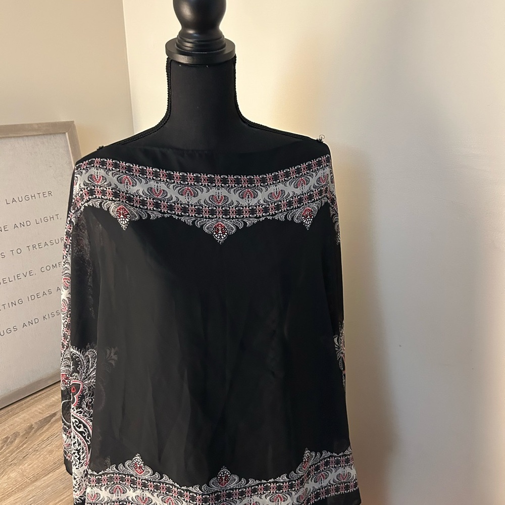 Elegant Black and Red Paisley Shawl